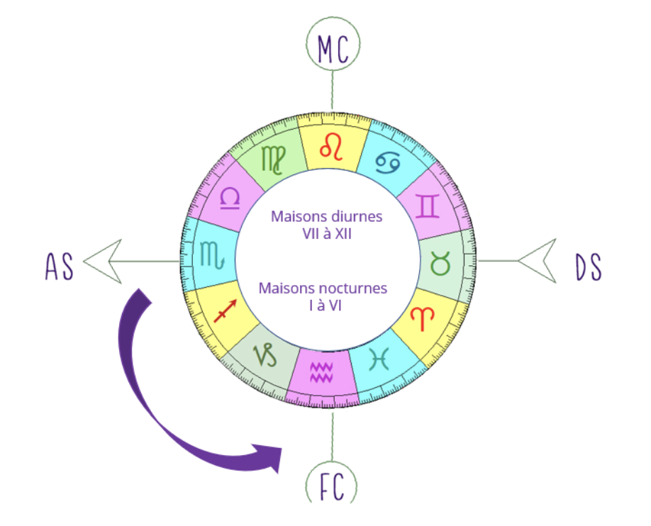 Schéma des 12 maisons astrologiques